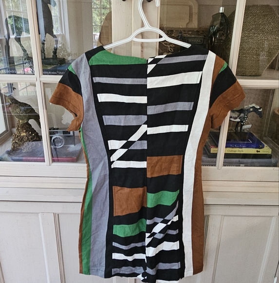 Derek Lam Linen Graphic Surf Parrot Colorblock Dress - Picture 8 of 11